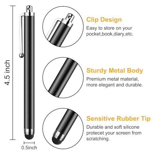 10-Pack Universal Stylus Pen for Tablets & Smartphones, Multiple Colors