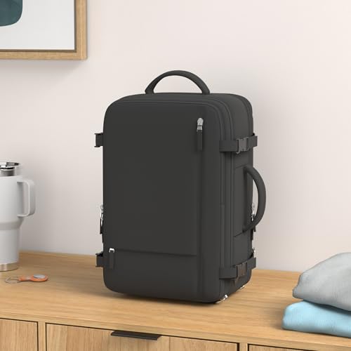 Beraliy Large Carry On Backpack, 17 inch Laptop, Black, Business & Gym