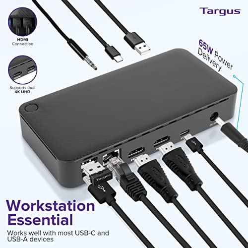 Targus Universal USB C Docking Station DV4K Dual Monitor 65W Power Delivery