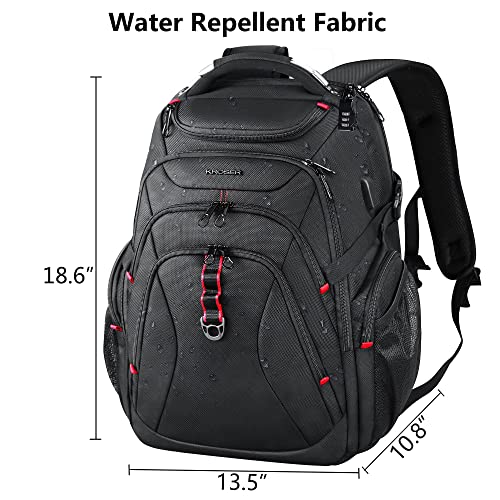 KROSER Travel Laptop Backpack with Hard Shell & RFID Protection-Black