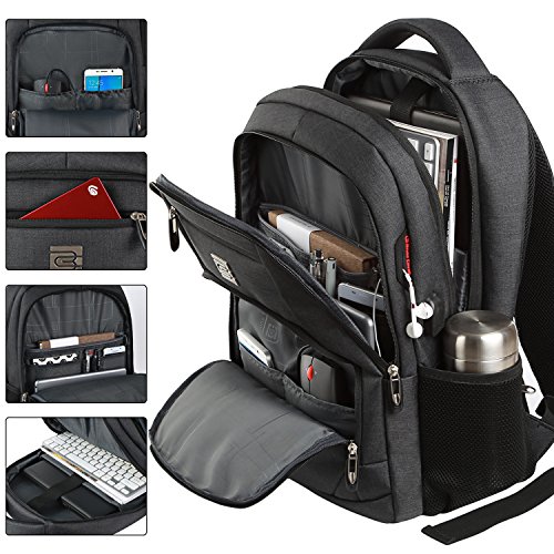 Slim Anti-Theft Laptop Backpack with USB Port - Black